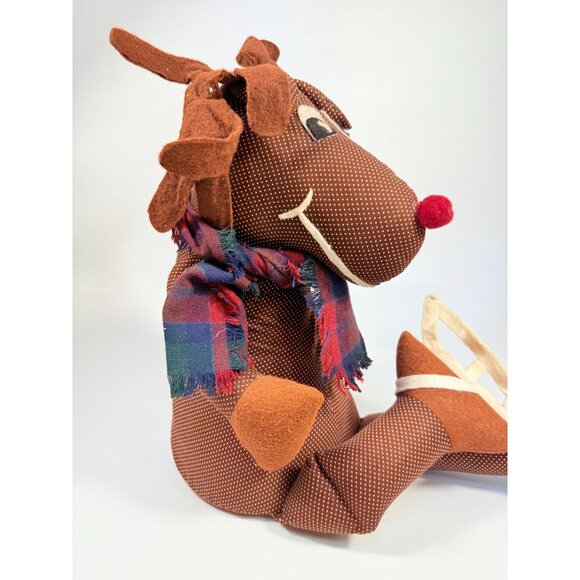 Handmade Polka Dot Reindeer Doll With Plaid Scarf & Felt Accents Brown | Shefl S - Picture 14 of 16